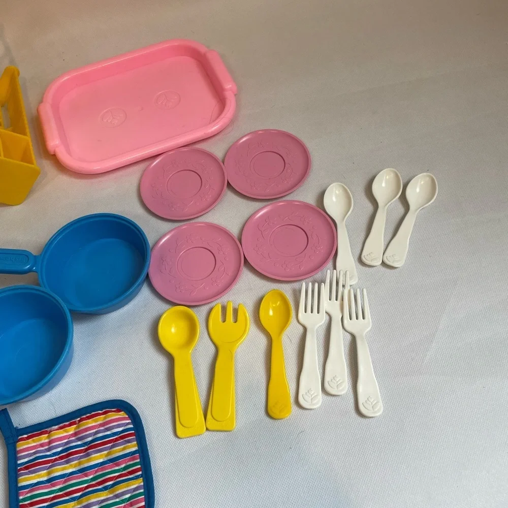 Vintage Fisher Price Fun with Foods Dishes Drying Rack LOT 25 Pieces - Picture 3 of 5